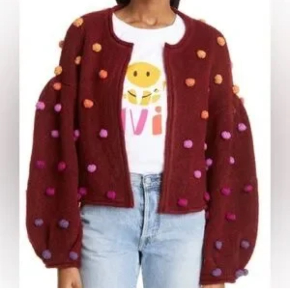 Farm Rio Burgundy Dot Sweater Cardigan
